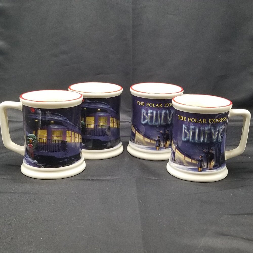 Set of 4 Polar Express "Believe" Mugs